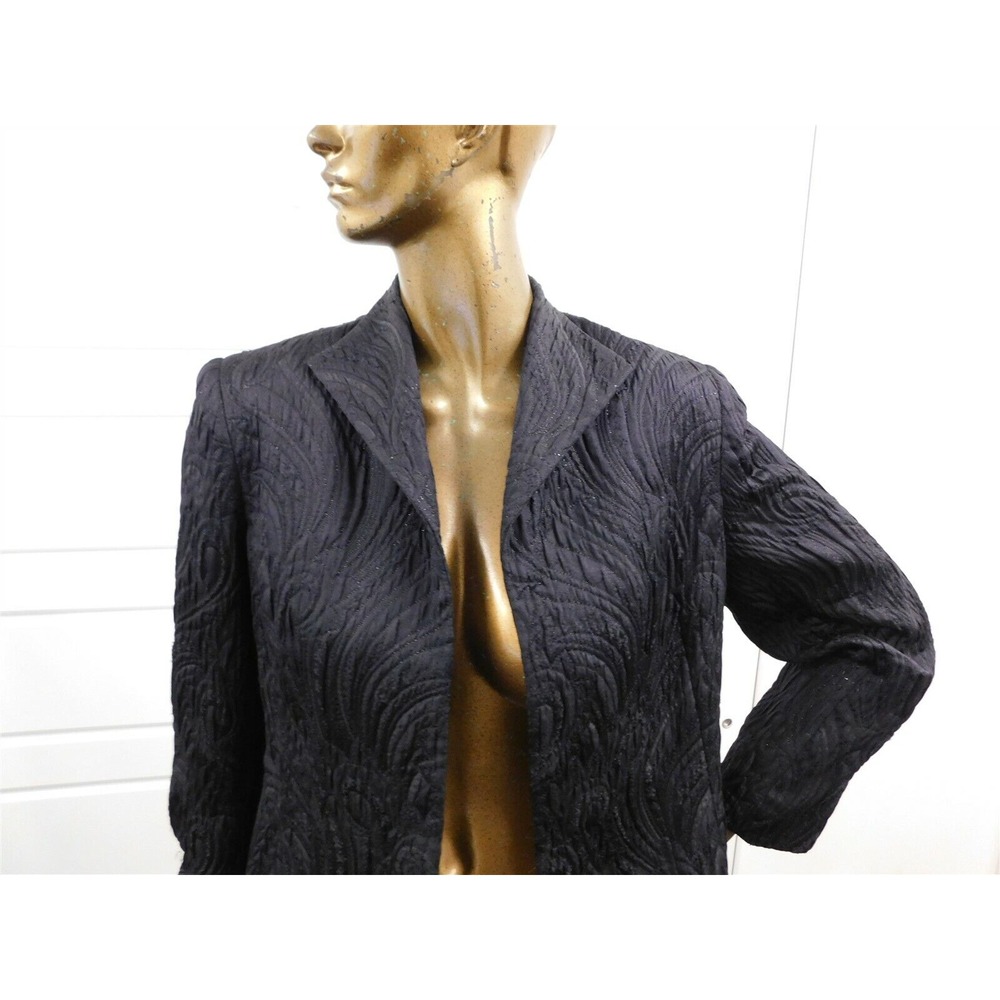 Lafayette 148 Black Quilted Pattern Open Jacket Blazer sz 10